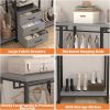 Heavy Duty Black Grey Freestanding Garment Rack Closet Wardrobe with 3 Drawers