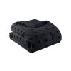 Full/Queen 3 Piece Pompom Microfiber Hypoallergenic Comforter Set in Black