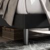 Queen Black Linen Upholstered Platform Bed Frame with Button-Tufted Headboard