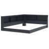 Twin size Blue Wooden Corner Storage Bed with Bookcase Headboard and USB Ports