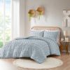 Twin/Twin XL 2-Piece Blue Pompom Microfiber Hypoallergenic Comforter Set