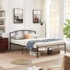 Full size Black Metal Platform Bed Frame with Arched Headboard