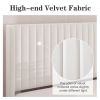 Full size White Velvet Upholstered Platform Bed Frame with Wingback Headboard