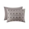 Twin/Twin XL 2-Piece Grey Microfiber Comforter Set with Decorative Pompoms