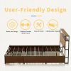King size Platform Bed with Headboard and Storage Drawers in Brown Wood Finish