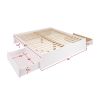 King Size 4 Drawer Storage White Wooden 4 Post Platform Bed  Frame
