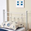 Twin Victorian Style White Metal Platform Bed Frame with Headboard Footboard