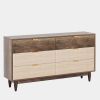 Retro Mid-Century Modern 6 Drawer Dresser Chest of Drawers in Vintage Brown