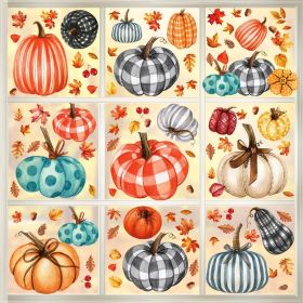 98 PCS Thanksgiving Window Clings 9 Sheets Fall Window Clings Pumpkin Maple Leaves Window Decals Double-Sided Window Stickers for Autumn Thanksgi