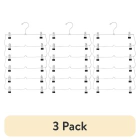 (3 pack) 6-Tier Pant & Skirt Hanger, Heavy Duty Chrome Metal, Space Saving, 1 Count