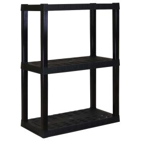 Plastic Shelves Garage Shelf Heavy Duty Shelving Unit 3-Tier 39"H x 14"D x 30"W Black-300 lbs