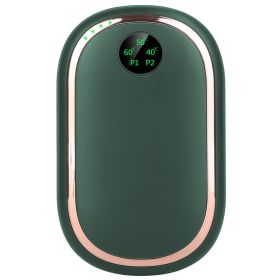 2 Colors Options -- 1Pc Rechargeable Hand Warmer Electric Hand Heater Portable Reusable Pocket Warmer Power Bank With Digital Display Sunset Light 3 L (Color: green)