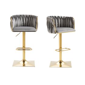 COOLMORE Vintage Bar Stools with Back and Footrest Counter Height Dining Chairs 2PC/SET (Color: as Pic)